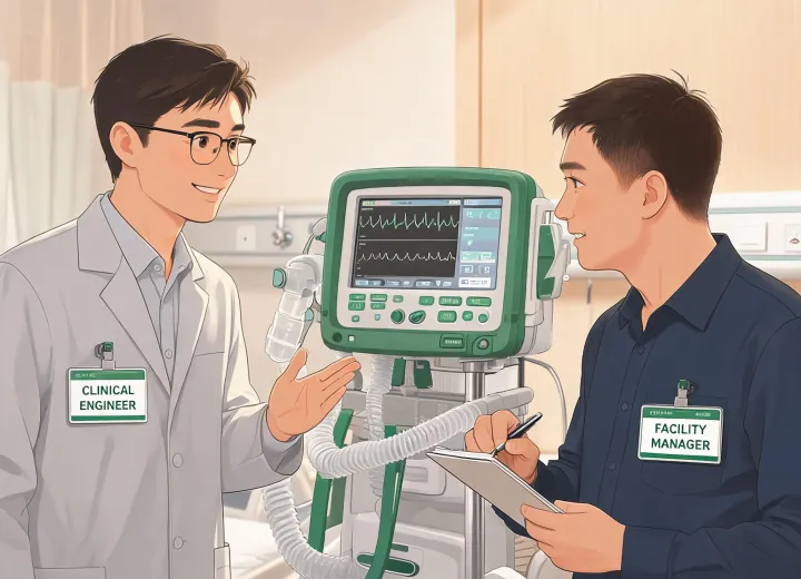 Clinical engineer advising facility manager